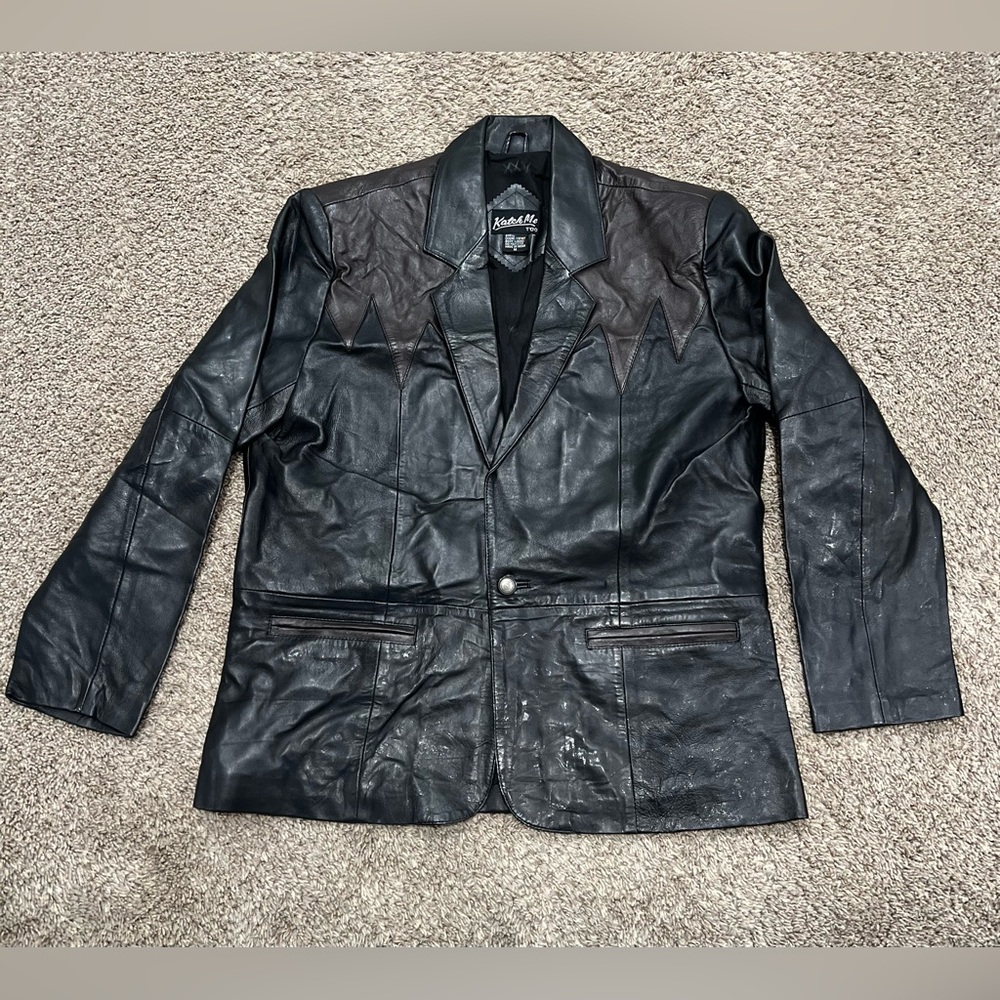 Katch me too vintage women’s black/brown Genuine leather biker jacket size m
